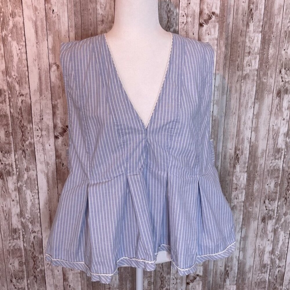 Free People Blue Striped Blouse